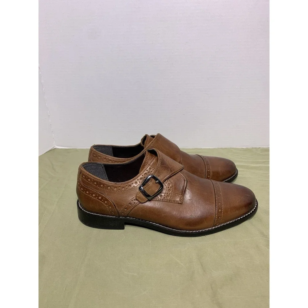 Nunn Bush Vintage Brown Leather Men's‎ Dress Shoes Size 9M Newton Monk Strap